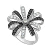 ESTATE .77CT WHITE & BLACK DIAMOND 18KT WHITE GOLD 3D ROUND LOVE RING