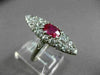 ANTIQUE MASSIVE 2.85CT OLD MINE DIAMOND & AAA RUBY PLATINUM COCKTAIL RING #23774