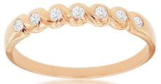 ESTATE .14CT DIAMOND 14KT ROSE GOLD 3D CLASSIC BEZEL 7 STONE INFINITY LOVE RING