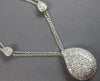 LARGE 1.70CT DIAMOND 14KT WHITE GOLD 3D PAVE TEAR DROP BY THE YARD LOVE NECKLACE