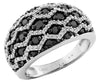 ESTATE 1.25CT WHITE & BLACK DIAMOND 14KT WHITE GOLD GEOMETRICAL ANNIVERSARY RING