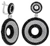 LARGE 6.70CT WHITE & BLACK DIAMOND 18KT WHITE GOLD 3D MULTI ROW HANGING EARRINGS