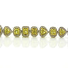 LARGE 9.29CT WHITE & FANCY YELLOW DIAMOND 18KT 2 TONE GOLD HALO TENNIS BRACELET
