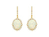 6.70CT DIAMOND & AAA OPAL 14K YELLOW GOLD OVAL FLOWER LEVERBACK HANGING EARRINGS