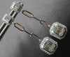 .62CT DIAMOND 14K WHITE GOLD 3D ROUND & BAGUETTE SQUARE OCTAGON HANGING EARRINGS