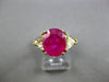 LARGE 5.1CT DIAMOND & AAA BURMA RUBY 18KT YELLOW GOLD 3D 3 STONE ENGAGEMENT RING