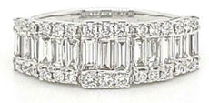 1.07CT DIAMOND 18KT WHITE GOLD 3D ROUND & BAGUETTE MULTI SQUARE ANNIVERSARY RING