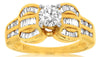 Estate 1.35Ct Diamond 14Kt Yellow Gold 3D Round & Baguette Bow Shape Engagement Ring