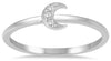 ESTATE .03CT DIAMOND 14KT WHITE GOLD CLASSIC THREE STONE CRESCENT MOON FUN RING