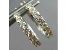 ESTATE .93CT DIAMOND 14KT WHITE GOLD 3D CLASSIC INSIDE OUT HOOP HANGING EARRINGS