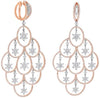 LARGE 5.75CT DIAMOND 18KT WHITE & ROSE GOLD 3D OVAL CHANDELIER HANGING EARRINGS