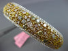 WIDE GIA 8.39CT FANCY COLOR DIAMOND 18KT WHITE GOLD 3D MULTI ROW CLUSTER BANGLE