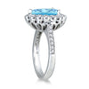 5.03CT DIAMOND & AAA BLUE TOPAZ 14KT WHITE GOLD PEAR SHAPE & ROUND FILIGREE RING