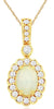.75CT DIAMOND & AAA OPAL 14KT YELLOW GOLD OVAL & ROUND FLOWER FLOATING PENDANT