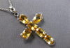 ESTATE LARGE 2.40CT AAA CITRINE 14KT WHITE GOLD 3D OVAL CROSS FLOATING PENDANT