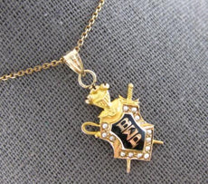 AAA SOUTH SEA PEARL 14KT YELLOW GOLD BLACK ENAMEL FREATERNITY FUN PENDANT #28095