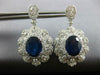 ESTATE EXTRA LARGE 10.13CT DIAMOND & AAA SAPPHIRE 18K WHITE GOLD FLOWER EARRINGS