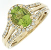 1.55CT DIAMOND & AAA PERIDOT 14KT YELLOW GOLD HALO OVAL & ROUND FRIENDSHIP RING
