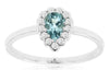 .49CT DIAMOND & AAA AQUAMARINE 14KT WHITE GOLD 3D FLOWER FRIENDSHIP LOVE RING