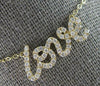 ESTATE .30CT DIAMOND 14KT YELLOW GOLD 3D CLASSIC ROUND SCRIPT LOVE NECKLACE