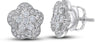 ESTATE .40CT DIAMOND 14KT WHITE GOLD 3D FLOWER HALO SCREWBACK STUD EARRINGS