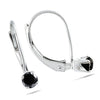 ESTATE .23CT BLACK DIAMOND 14KT WHITE GOLD SOLITAIRE LEVERBACK HANGING EARRINGS