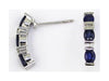 1.50CT DIAMOND & AAA SAPPHIRE 14K WHITE GOLD 3D CHANNEL 3 STONE HANGING EARRINGS