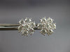 ESTATE LARGE 2.60CT DIAMOND 14KT WHITE GOLD 3D FLOWER SNOWFLAKE STUD EARRINGS