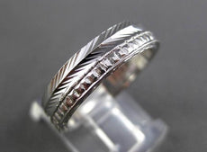 ANTIQUE WIDE 14K WHITE GOLD DIAMOND CUT FILIGREE WEDDING ANNIVERSARY RING #18933