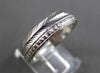ANTIQUE WIDE 14K WHITE GOLD DIAMOND CUT FILIGREE WEDDING ANNIVERSARY RING #18933