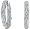 ESTATE 3.21CT DIAMOND 14KT WHITE GOLD MULTI ROW INSIDE OUT HOOP HANGING EARRINGS