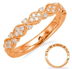 .26CT DIAMOND 14K ROSE GOLD MULTI FLOWER FILIGREE SEMI ETERNITY ANNIVERSARY RING