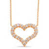 ESTATE 1.02CT DIAMOND 14KT ROSE GOLD 3D CLASSIC ROUND OPEN HEART LOVE NECKLACE