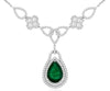 4.7CT DIAMOND & AAA EMERALD 14KT WHITE GOLD PEAR SHAPE & ROUND LARIAT NECKLACE