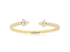ESTATE .14CT DIAMOND 14KT YELLOW GOLD ROUND 3 STONE DOUBLE FLOWER TENSION RING