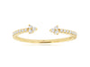 ESTATE .14CT DIAMOND 14KT YELLOW GOLD ROUND 3 STONE DOUBLE FLOWER TENSION RING