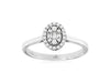 ESTATE .19CT DIAMOND 14KT WHITE GOLD ROUND & BAGUETTE CLUSTER HALO OVAL FUN RING