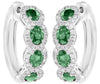 2.19CT DIAMOND & AAA EMERALD 18KT WHITE GOLD OVAL & ROUND HOOP HANGING EARRINGS