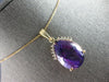 EXTRA LARGE 19.10CT DIAMOND & AAA AMETHYST 14KT YELLOW GOLD 3D TEAR DROP PENDANT