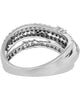 ESTATE WIDE .82CT DIAMOND 18KT WHITE GOLD 3D CLASSIC MULTI ROW DOUBLE SWIRL RING