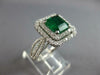 LARGE 3.08CT DIAMOND & AAA EMERALD 14K WHITE GOLD 3D HALO ENGAGEMENT RING #27577