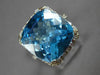 LARGE 10.80CT DIAMOND & AAA BLUE TOPAZ 14KT WHITE GOLD CUSHION & ROUND HALO RING