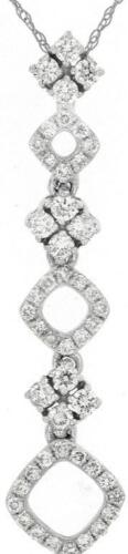 .33CT DIAMOND 14KT WHITE GOLD ROUND MULTI SQUARE JOURNEY FLORAL FLOATING PENDANT