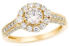 ESTATE 1.50CT DIAMOND 14K YELLOW GOLD 3D CLASSIC FLOWER FILIGREE ENGAGEMENT RING