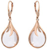 21.08CT DIAMOND & AAA ROSE QUARTZ 14K ROSE GOLD 3D MULTI LEAF TEAR DROP EARRINGS