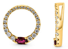 .67CT DIAMOND & AAA RUBY 14KT YELLOW GOLD OVAL & ROUND CLASSIC FLOATING PENDANT
