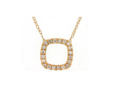 ESTATE .15CT DIAMOND 14KT YELLOW GOLD 3D CLASSIC OPEN SQUARE FUN NECKLACE