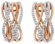 WIDE .58CT DIAMOND 14K ROSE GOLD 3D DOUBLE INFINITY CRISS CROSS HANGING EARRINGS