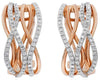 WIDE .58CT DIAMOND 14K ROSE GOLD 3D DOUBLE INFINITY CRISS CROSS HANGING EARRINGS