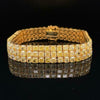 LARGE 27.13CT FANCY YELLOW DIAMOND 18K YELLOW GOLD PRINCESS CUFF TENNIS BRACELET